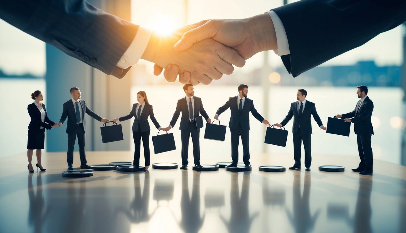 Un gruppo di soci che scioglie la propria azienda, dividendo beni e saldando debiti