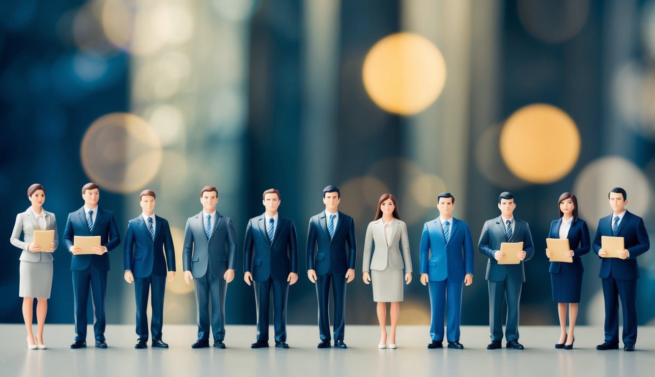 Un gruppo di diverse entità aziendali sta fianco a fianco, ognuna con le proprie caratteristiche e peculiarità distintive, rappresentando le differenze tra una S.A.S e altre forme di aziende.