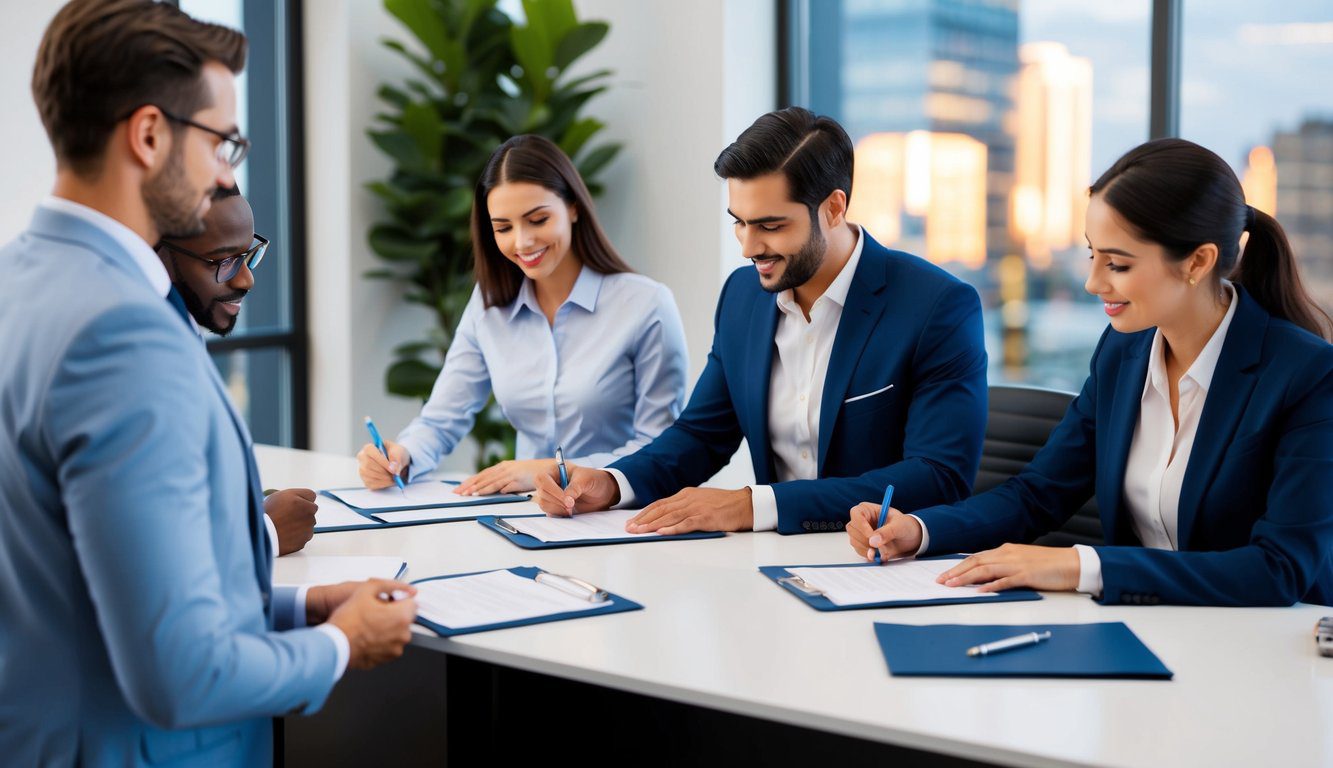 ENPAPI: Cos'è, Come Funziona, Soggetti Obbligati, Iscrizione, Contributi e Pensione (2026) 2 Un gruppo di professionisti che si registra presso un ufficio ENPAPI, con documenti e un banco di registrazione