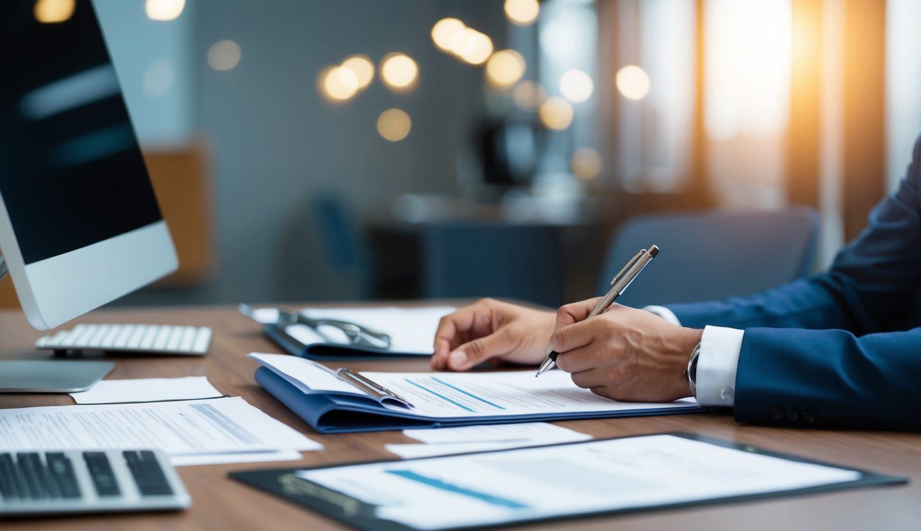 ENPAPI: Cos'è, Come Funziona, Soggetti Obbligati, Iscrizione, Contributi e Pensione (2026) 3 Una persona che compila documenti a una scrivania con un computer e documenti ufficiali