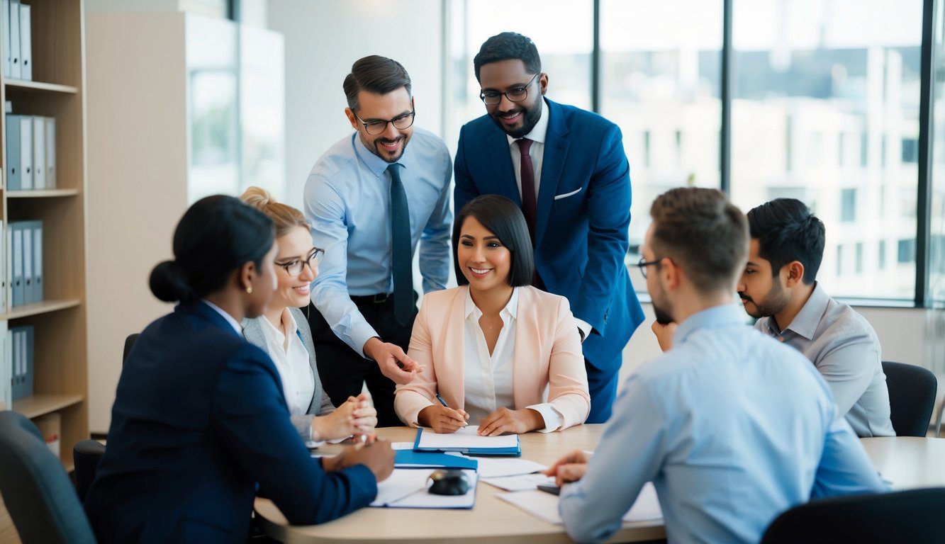 ENPAV: Cos'è, Come Funziona, Soggetti Obbligati, Iscrizione, Servizi, Contributi e Pensione (2026) 7 Un gruppo di persone che riceve assistenza presso un ufficio ENPAV, con il personale che fornisce supporto e orientamento