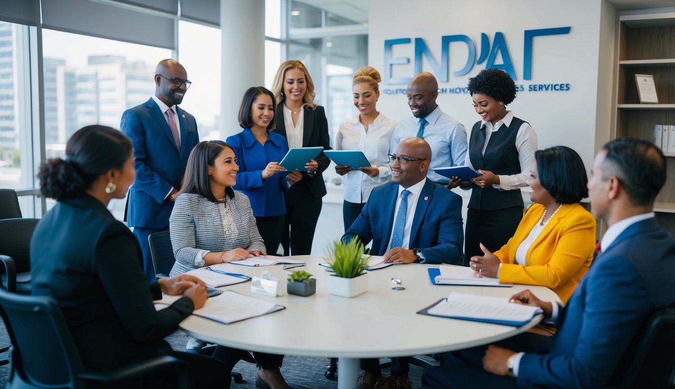 ENPAF: Cos'è, Come Funziona, Soggetti Obbligati, Iscrizione, Servizi, Contributi e Pensione (2026) 6 Un gruppo di persone presso un ufficio ENPAF che riceve vari servizi come consulenze, assistenza per pratiche burocratiche e sessioni informative.