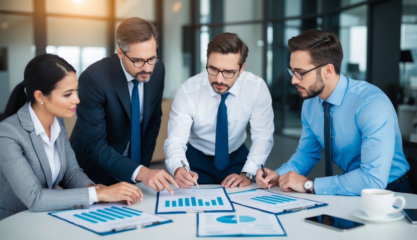 ENPAIA: Cos'è, Come Funziona, Soggetti Obbligati, Iscrizione, Servizi, Contributi, Durc e Pensione (2026) 5 Un gruppo di professionisti che discute e analizza documenti finanziari e grafici relativi ai contributi ENPAIA