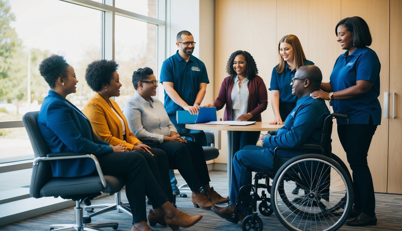 ENPACL: Cos'è, Come Funziona, Soggetti Obbligati, Iscrizione, Servizi, Contributi e Pensione (2026) 6 Un gruppo di individui che ricevono assistenza e supporto dal personale ENPACL in un ambiente accogliente e inclusivo