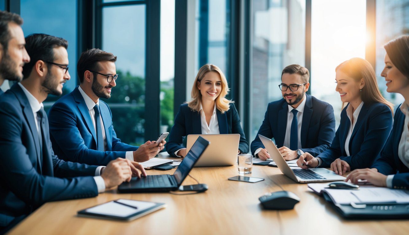 Un gruppo di commercialisti comunica con la Cassa Ragionieri attraverso vari canali e metodi, come telefono, email e piattaforme online.