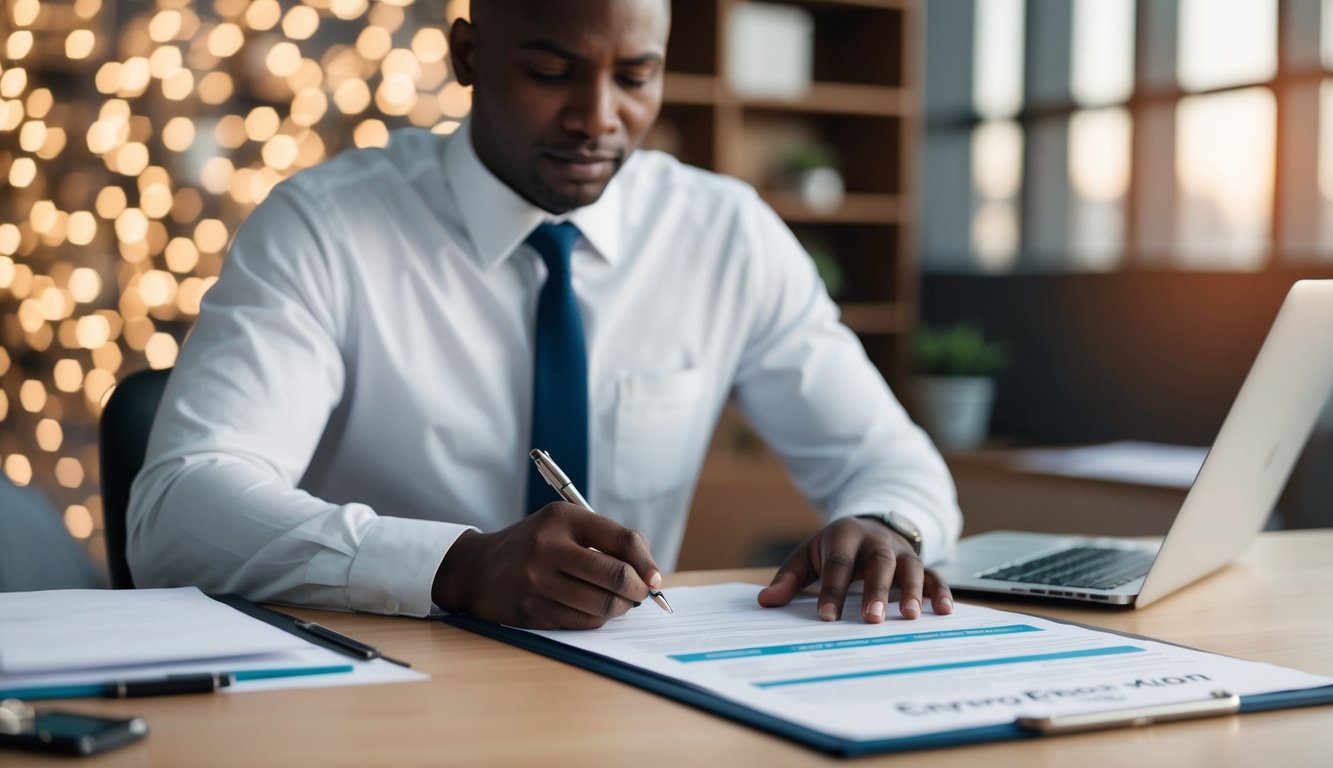 ENPAM: Cos’è, Come Funziona, Soggetti Obbligati, Iscrizione, Servizi, Contributi e Pensione (2026) 3 Una persona a una scrivania che compila documenti per la registrazione all'ENPAM