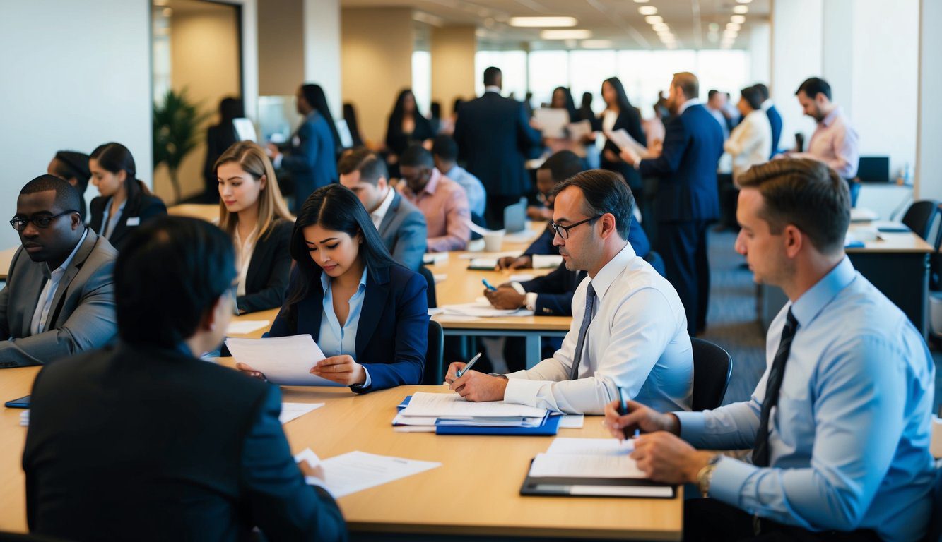 EX-ENPALS INPS: Cos’è, Come Funziona, Soggetti Obbligati, Iscrizione, Contributi e Pensione (2026) 1 Un ufficio affollato con persone in attesa in fila, che compilano documenti e parlano con i dipendenti dietro le scrivanie.