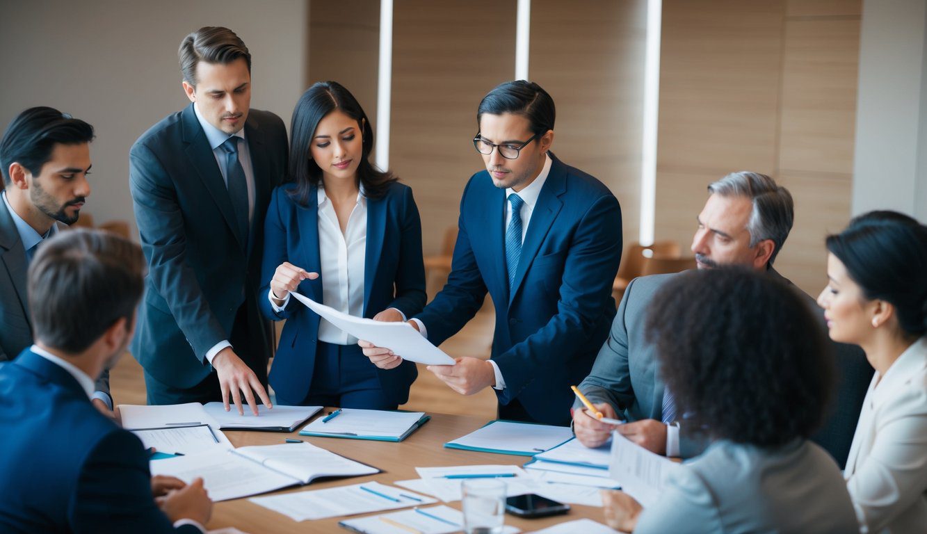 EX-ENPALS INPS: Cos’è, Come Funziona, Soggetti Obbligati, Iscrizione, Contributi e Pensione (2026) 4 Un gruppo di persone in una sala riunioni discute ed esamina documenti relativi alla deducibilità dei contributi all'EX-ENPALS