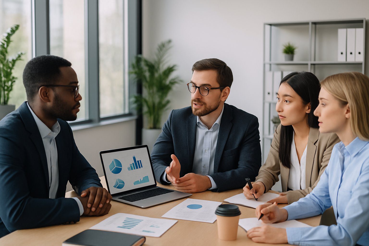 Società Semplice: Cos'è, Caratteristiche, Costituzione, Costi, Tassazione e Obblighi (2026) 12 Un gruppo di professionisti che discutono insieme attorno a un tavolo in un ufficio moderno e luminoso.