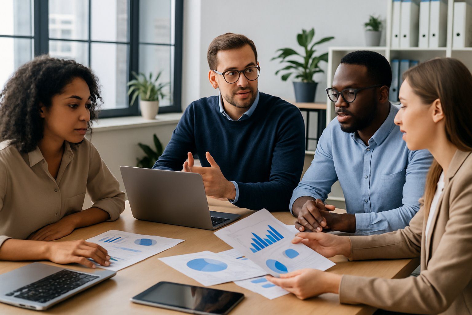 EPPI: Cos’è, Come Funziona, Soggetti Obbligati, Iscrizione, Contributi e Pensione (2026) 1 Un gruppo di professionisti che collaborano in una riunione in un ufficio moderno, con laptop, documenti e grafici sul tavolo.