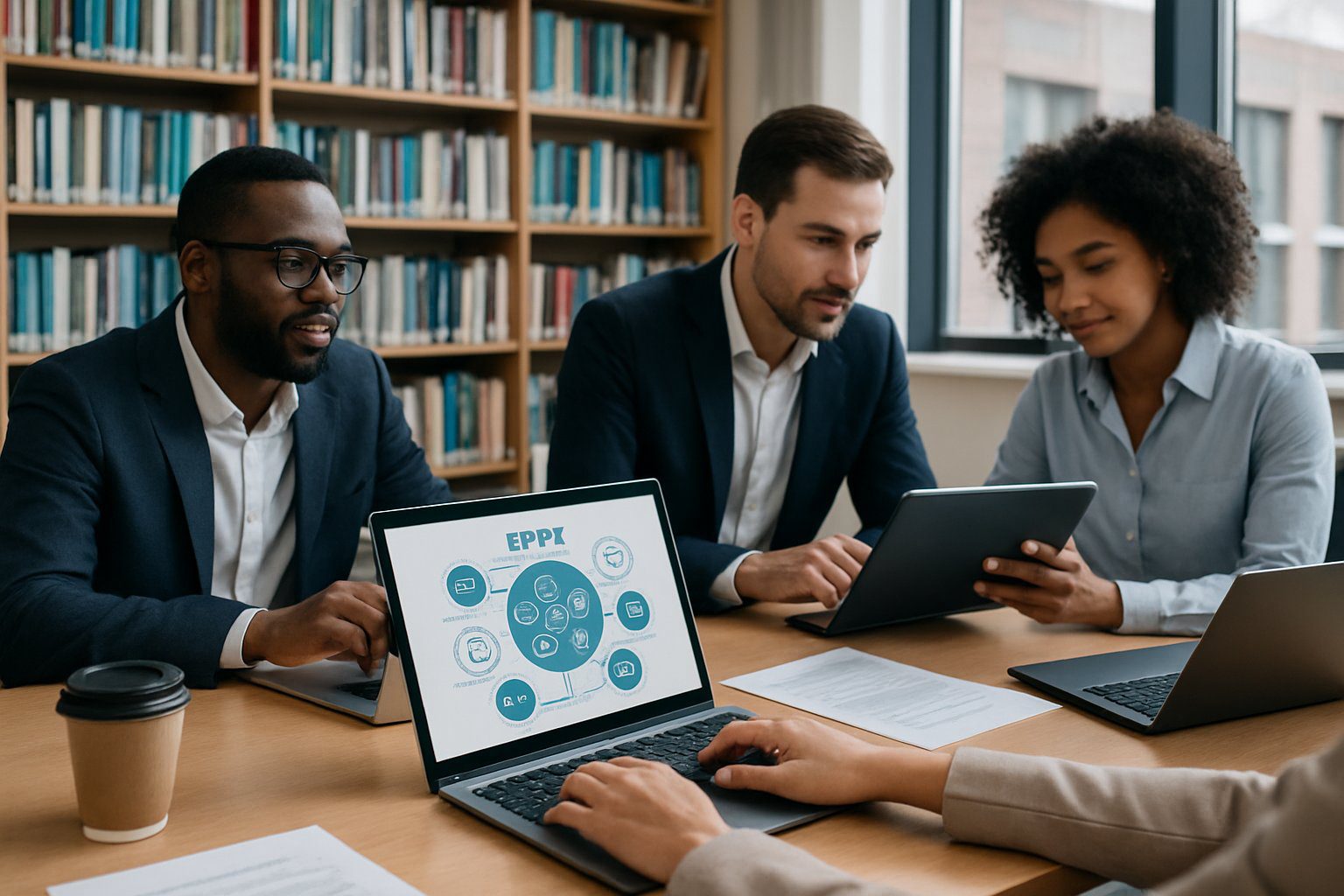 EPPI: Cos’è, Come Funziona, Soggetti Obbligati, Iscrizione, Contributi e Pensione (2026) 2 Un gruppo di professionisti che collaborano attorno a un tavolo in un ufficio moderno con laptop e documenti.