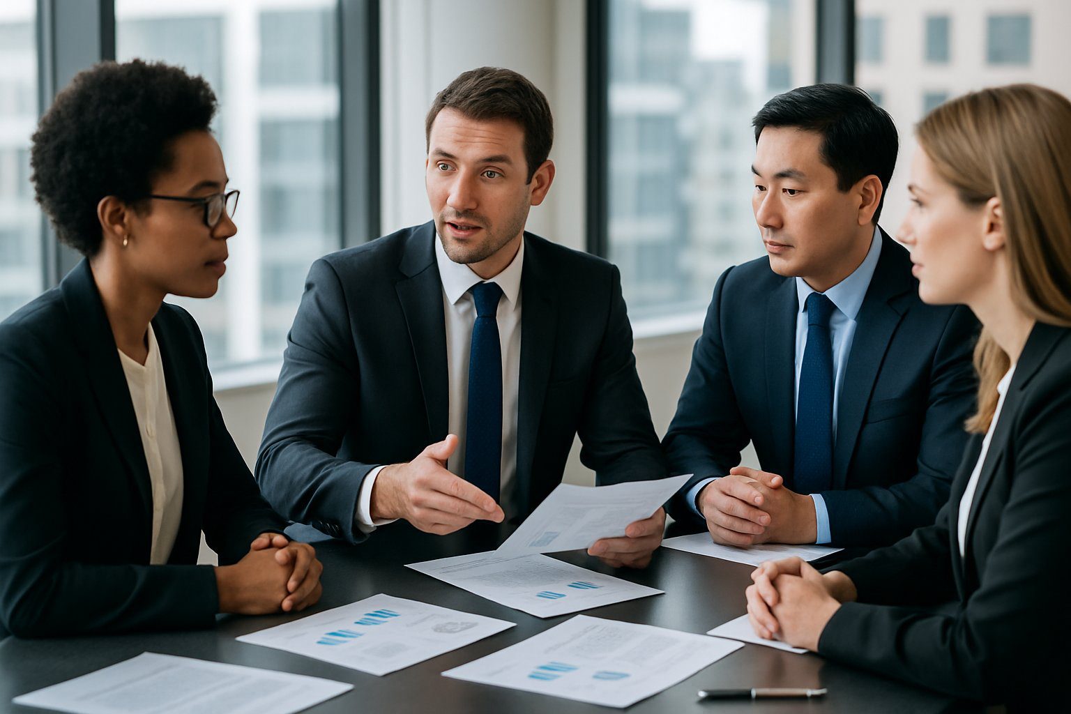 EPPI: Cos’è, Come Funziona, Soggetti Obbligati, Iscrizione, Contributi e Pensione (2026) 3 Un gruppo di professionisti in ufficio moderno che discutono documenti attorno a un tavolo da conferenza.