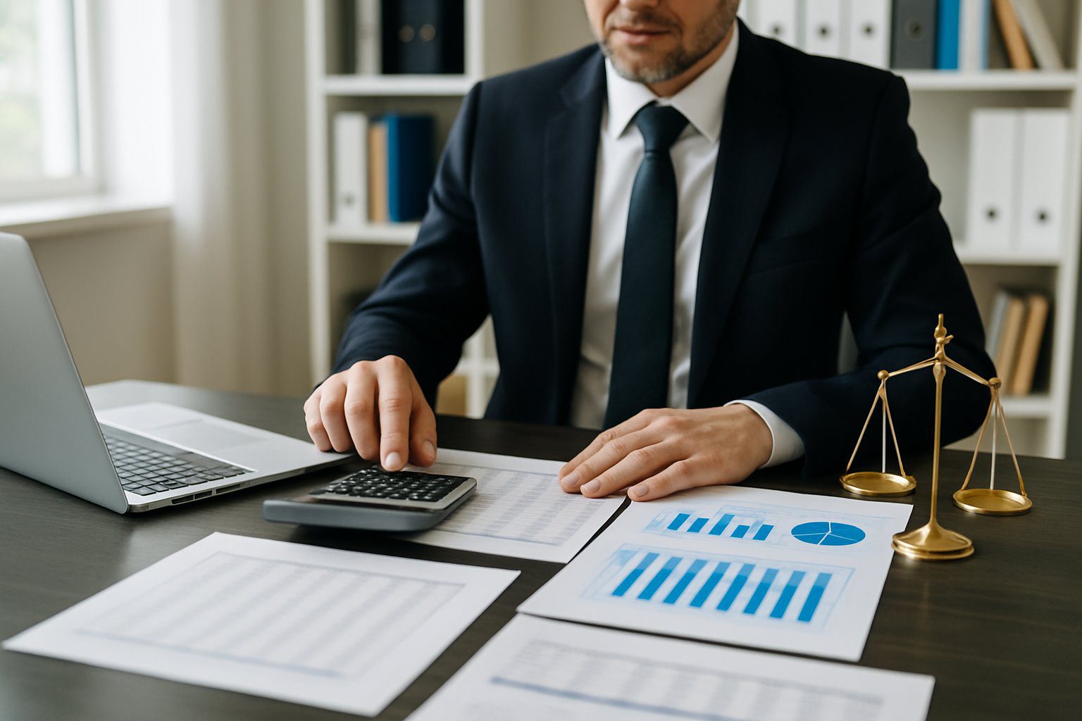 EPPI: Cos’è, Come Funziona, Soggetti Obbligati, Iscrizione, Contributi e Pensione (2026) 6 Consulente finanziario in ufficio moderno che analizza documenti e calcola contributi previdenziali su una scrivania ordinata.